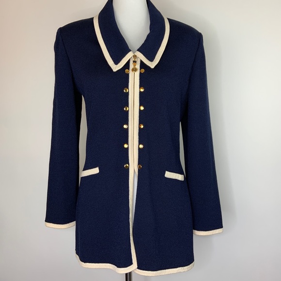 St. John Collection Jackets & Blazers - St. John Collection Zipper Knit Jacket Size 8 Navy